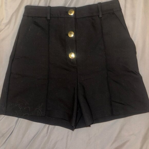 Zara Womens High Waisted Button Shorts/Bermuda Black Sz small - Picture 1 of 3
